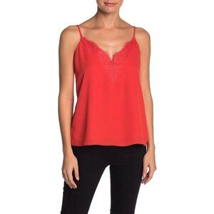 New Socialite V Neck Small Camisole Red Lace Trim Sleeveless Spaghetti Strap